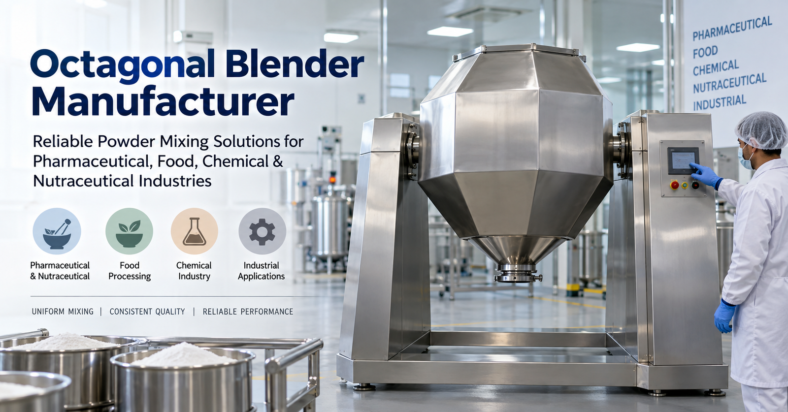 Octagonal Blender Manufacturer for Pharmaceutical Powder Mixing