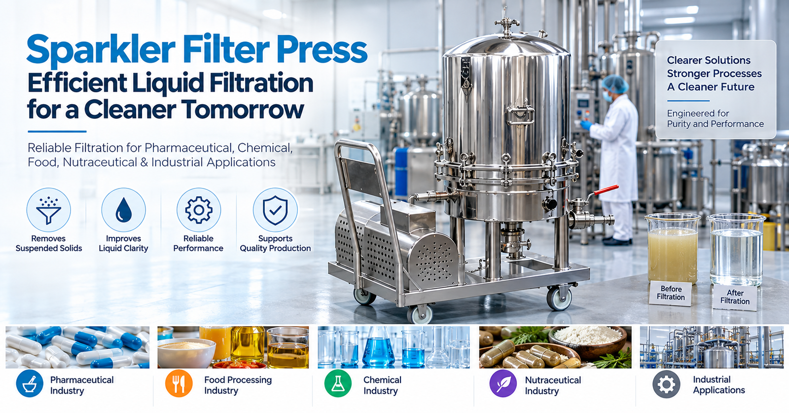 Sparkler Filter Press Manufacturer in India for industrial liquid filtration