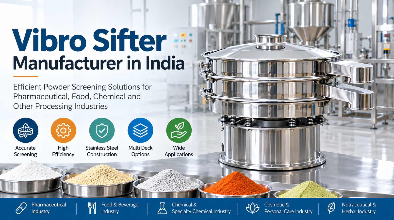 Industrial stainless steel vibro sifter machine for pharmaceutical powder screening Copy Alt Text