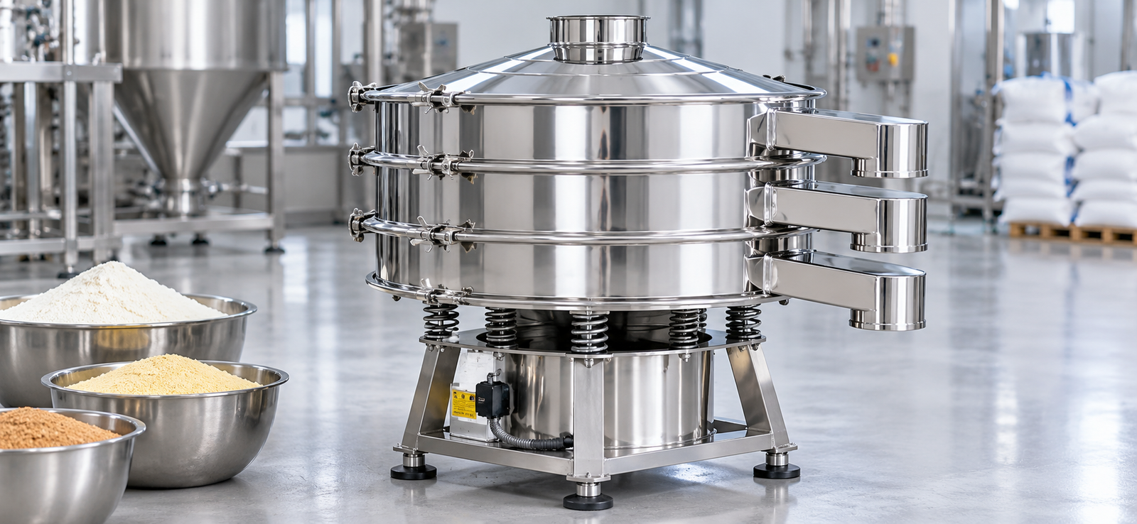 Vibro sifter machine for pharmaceutical and industrial powder screening